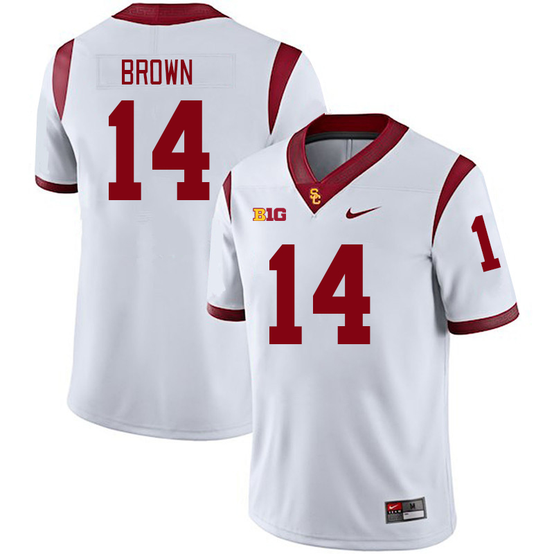 USC Trojans #14 Raleek Brown Big 10 Conference College Football Jerseys Stitched Sale-White